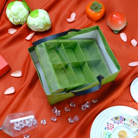 SET TÚI + Hộp TT GREAT XANH hoa văn cao cấp 6 bánh - 80g NẮP TRONG