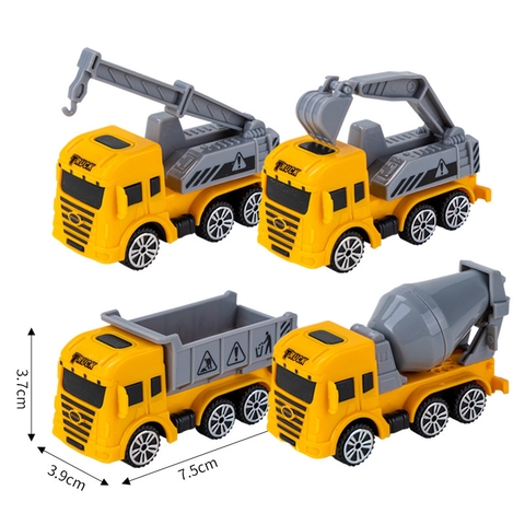 set 4 xe công trình vàng xám mới
