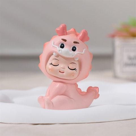 Trang trí Bé RỒNG sứ HỒNG