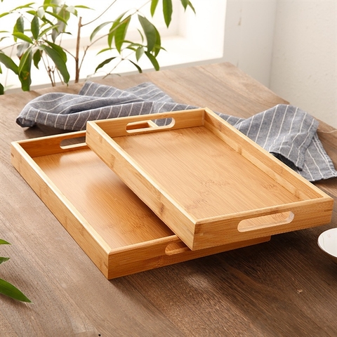 Khay gỗ có tay cầm size nhỏ 28*19,5*4cm