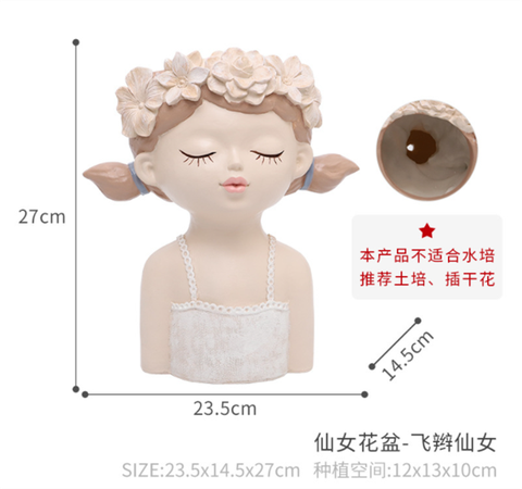 TƯỢNG Cô gái bím tóc 2 bên vòng nguyệt quế hoa