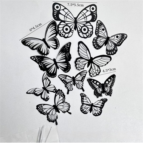 Set 10 bướm MICA TO NHỎ màu ĐEN