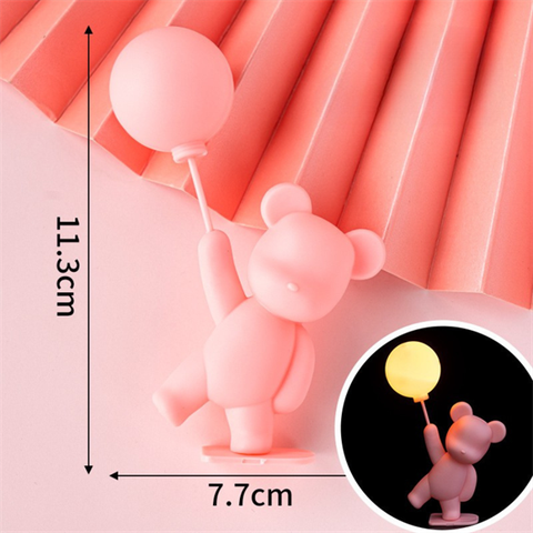 Gấu nhựa ĐỨNG CẦM BÓNG HỒNG có đèn