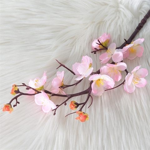 Cành hoa đào nhựa màu hồng 50cm
