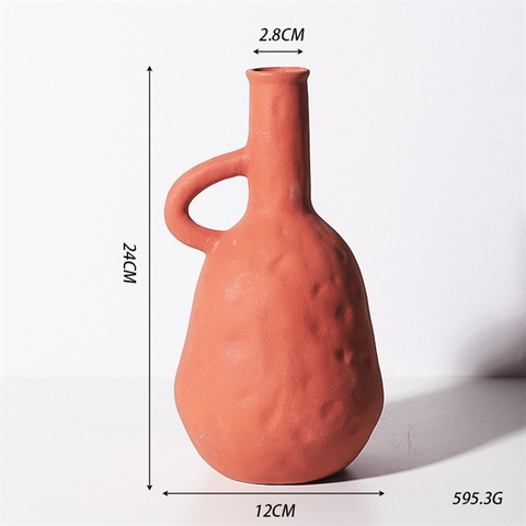 Bình màu gạch nung 1 quai dáng cao 24*12cm