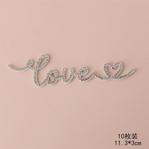 SET 10 que love TIM đính đá màu BẠC