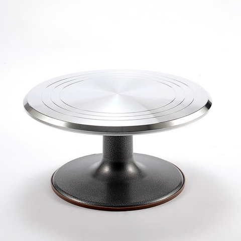 Bàn xoay inox chân hợp kim màu đen nhám size 25cm