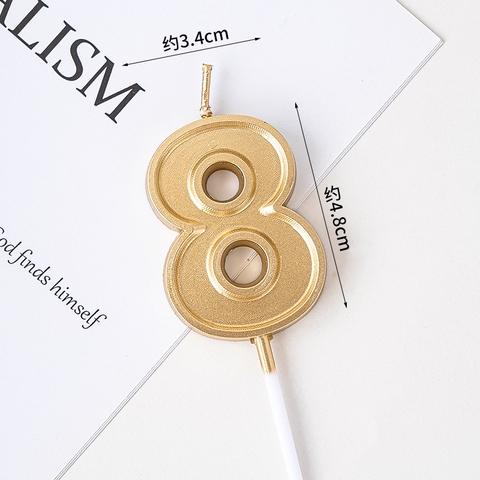 Nến số 8 to màu vàng đồng (set 10 số )