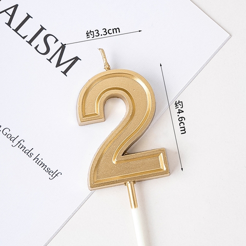 Nến số 2 to màu vàng đồng ( set 10 số )