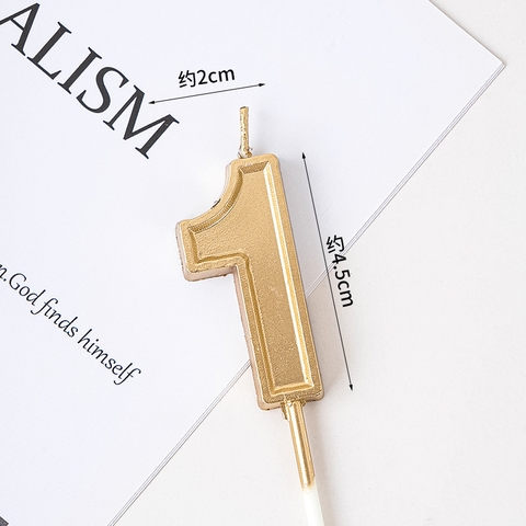 Nến số 1 to màu vàng đồng (set 10 số )