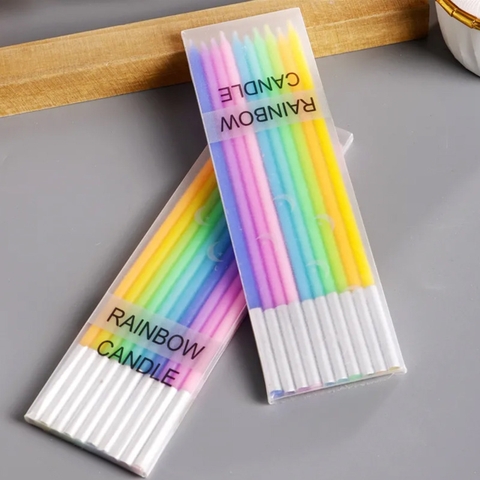 Nến thẳng 7 sắc cầu vồng(vỉ 10 que)