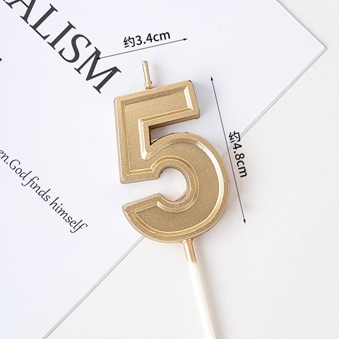 Nến số 5 to màu vàng đồng ( set 10 số )