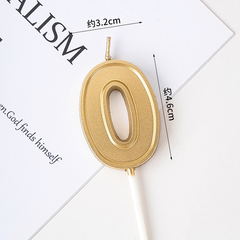 Nến số 0 to màu vàng đồng (set 10 số)