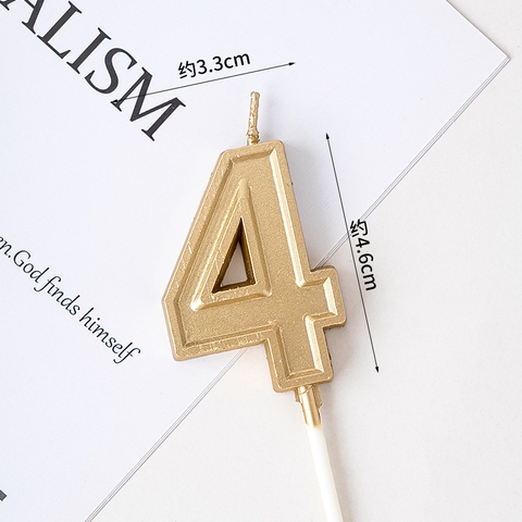 Nến số 4 to màu vàng đồng ( set 10 số)