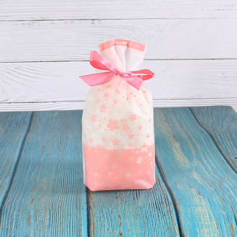 Túi buộc dây hoa đào hồng