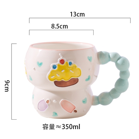 Cốc vẽ tay dáng hồ lô - hoạ tiết BÁNH KEM