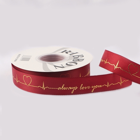 Rb vải sần always love you màu đỏ đô 2,5cm*22m