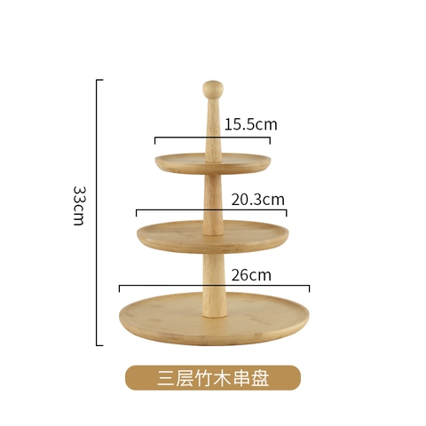Cakestand gỗ 3 tầng trụ tròn
