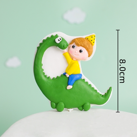 Que silicon kute Bé trai cưỡi khủng long xanh