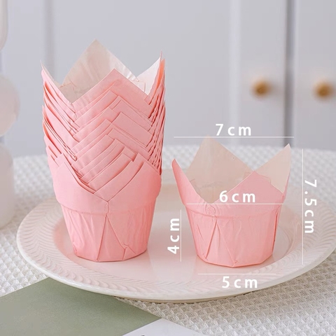 Cup nướng giấy HỒNG tráng lớp chống thấm dầu MỚI lốc 100c