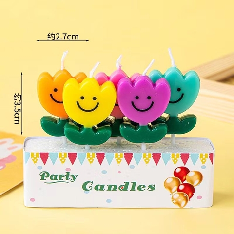 Nến hoa tuylip sắc màu (vỉ 5 cây)