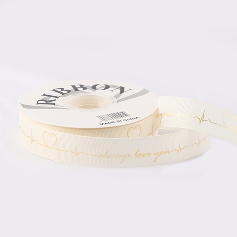 Rb vải sần always love you màu ngà 2,5cm*33m