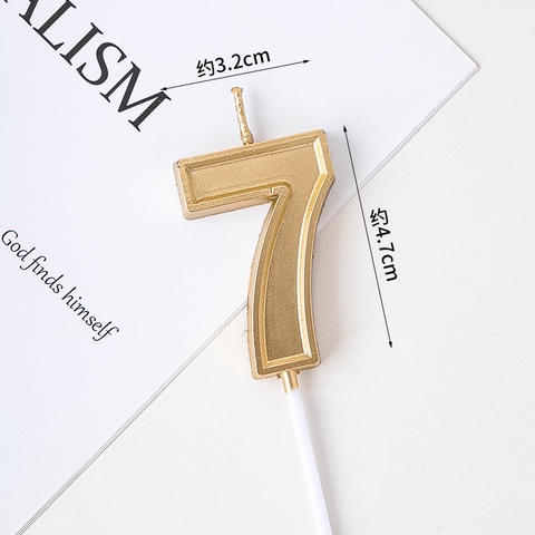 Nến số 7 to màu vàng đồng (set 10 số)