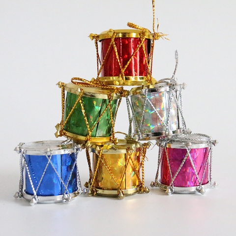 Trang trí Noel set 6 trống sắc màu - 4cm