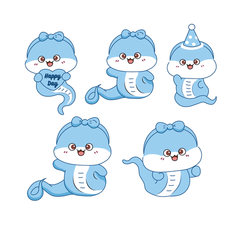 Set que giấy Happy Day RẮN XANH ( 5 chi tiết )