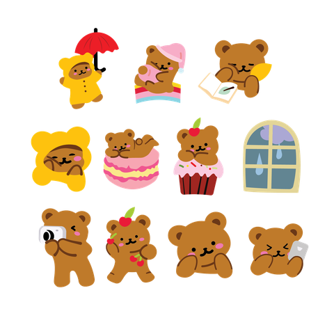 Set que giấy 15 GẤU NÂU + CỬA SỔ (combo2)