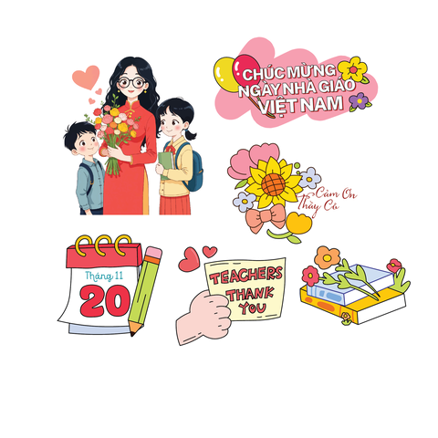 20/11 Set que giấy  - Cô giáo + học sinh TEACHERS THANK YOU