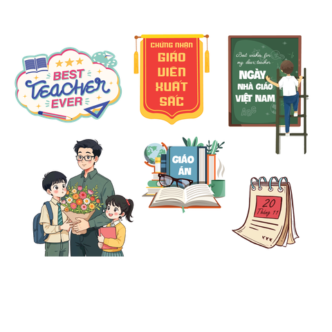 20/11 Set que giấy  - Thầy giáo BEST TEACHER EVER + học sinh