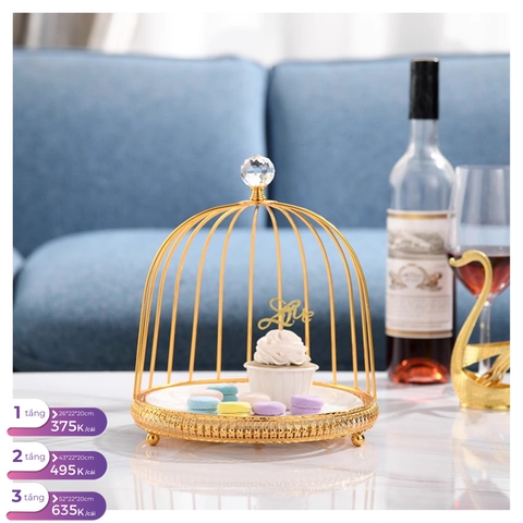 Cakestand lồng chim 1 tầng đĩa sứ TRÒN