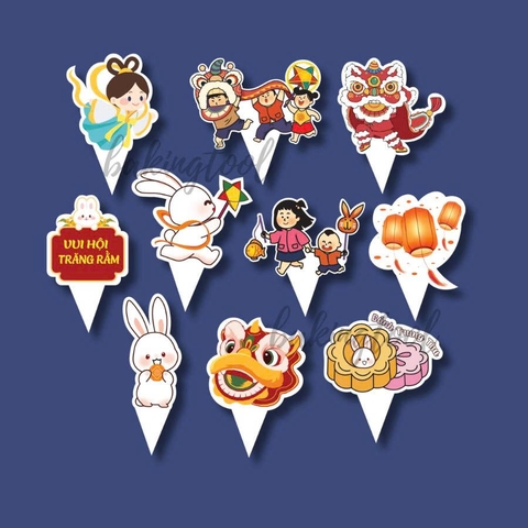 Set cắm giấy TT - 20 TAG cupcake lân + thỏ