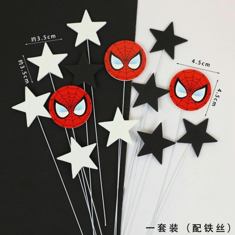 Set que cắm sắt xốp Spiderman người nhện + sao đen trắng