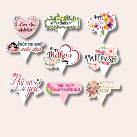 Set cắm giấy 20-10 TAG Happy Mother's Day + Phụ nữ là để yêu
