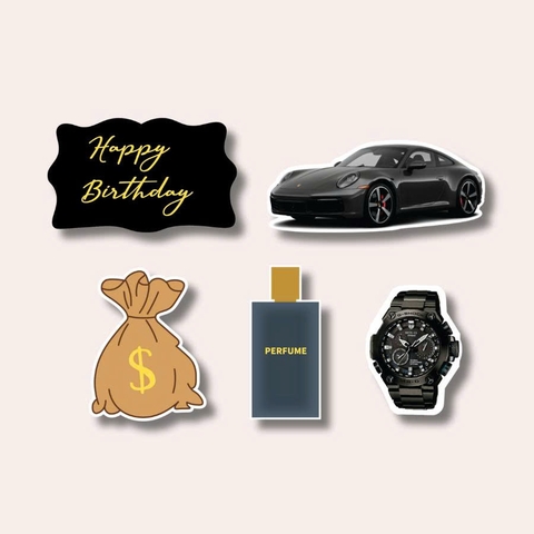 Set cắm giấy - HPBD oto đồng hồ + nước hoa (ép nhũ )