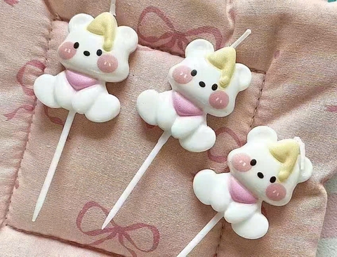 Nến cún yếm hồng mũ sinh nhật vàng (vỉ 3 que)