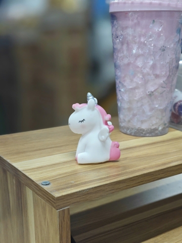 Trang trí ngựa Unicorn TRẮNG + sừng Bạc size nhỏ