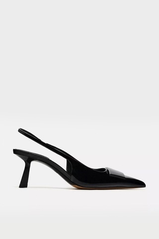 High-Heel Slingback Court Shoes With Embellished Detail
