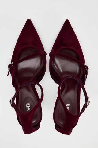 FAUX VELVET STILETTO HEELS