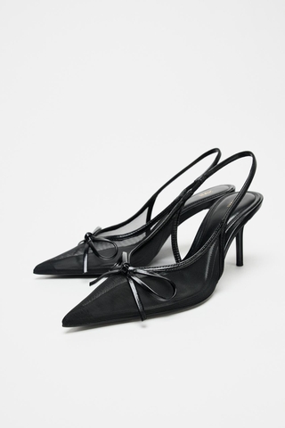 MESH SLINGBACK SHOES WITH BOW