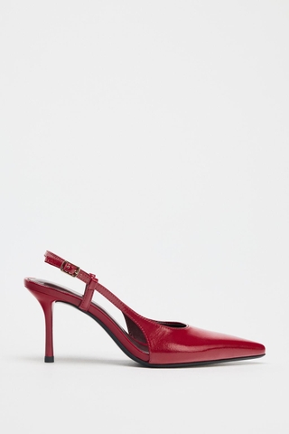 FAUX PATENT SLINGBACK HEELS
