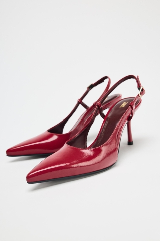 FAUX PATENT SLINGBACK HEELS