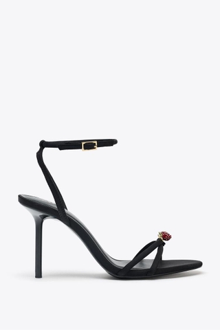BEADED CROSSED STRAP SANDALS