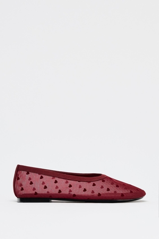 MESH BALLET FLATS WITH HEARTS