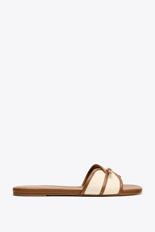 FLAT CANVAS BUCKLE SANDALS