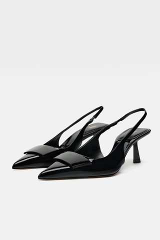 High-Heel Slingback Court Shoes With Embellished Detail