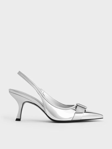 Anita Linen Buckled Pointed-Toe Slingback Pumps