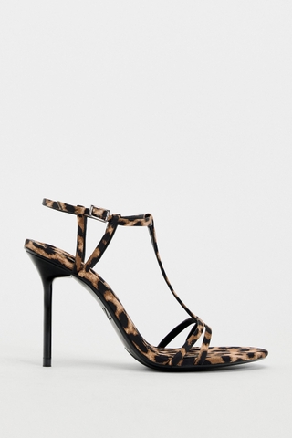 Zara Cross Ankle Cheetah Print Sandals